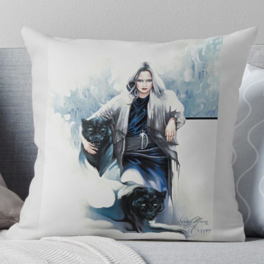 Girl With Panthers Pillows by Sara Moon